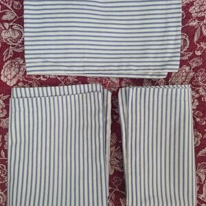 Blue and Cream Striped Bedding Set Ticking